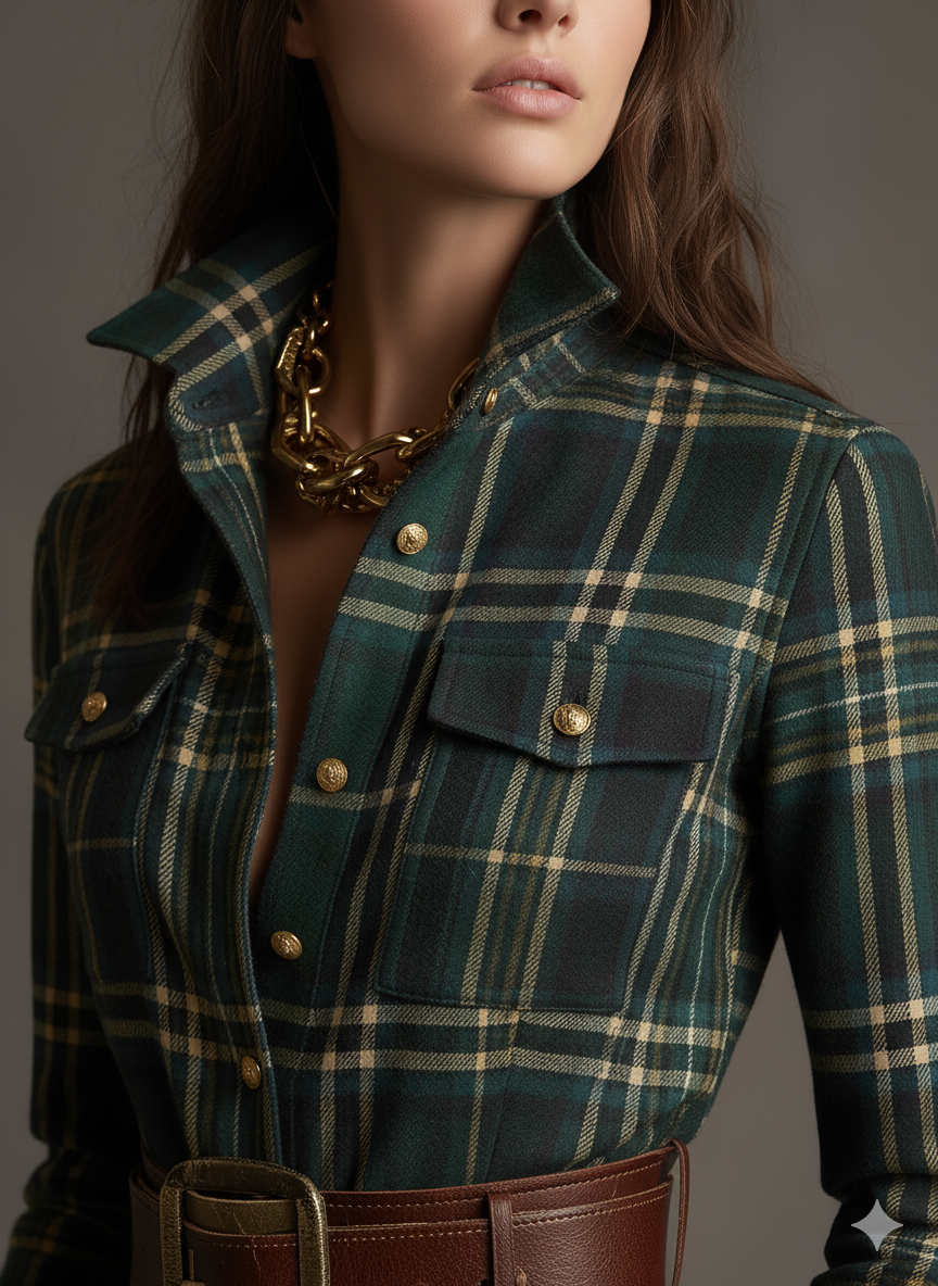 Scarlett | Elegant Plaid Shirt Dress