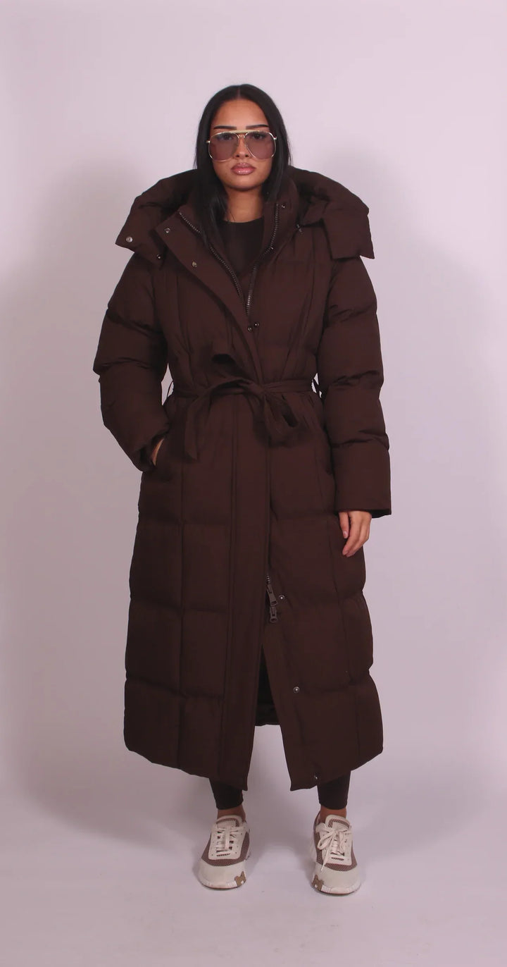 Vivian | Elegant Long Belted Puffer Coat