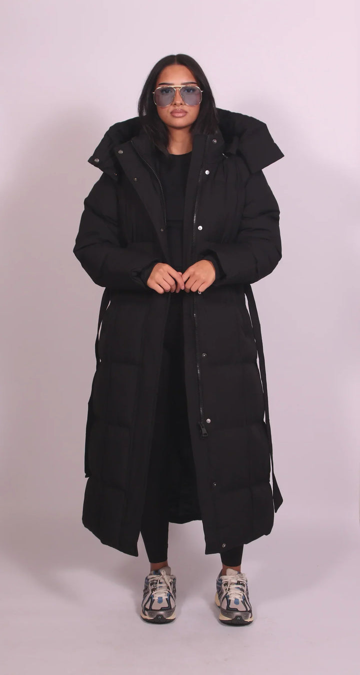 Vivian | Elegant Long Belted Puffer Coat