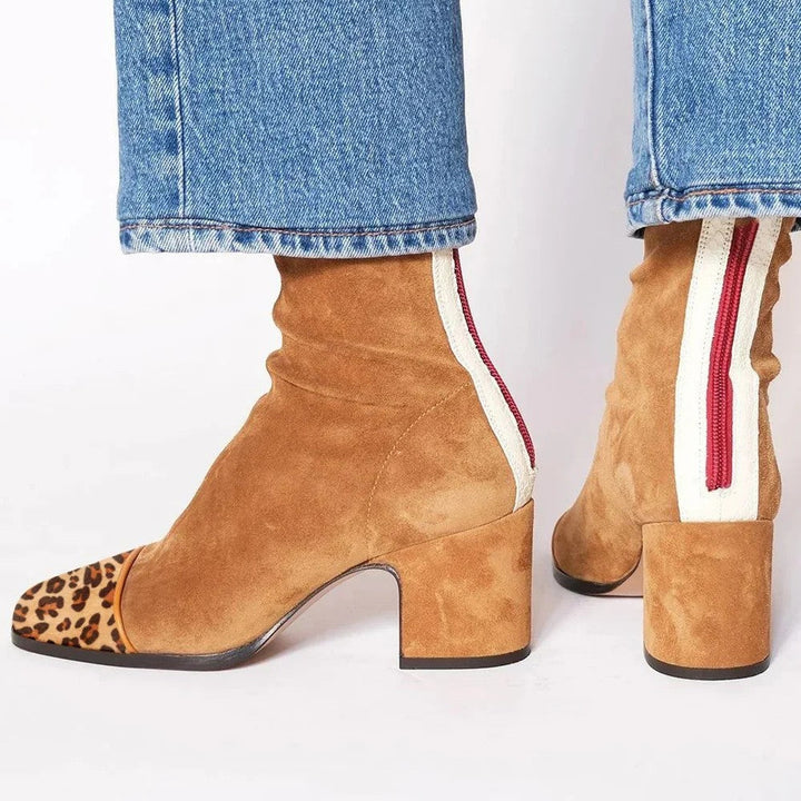 Sienna | Sculpted Square-Toe Block Heel Boots