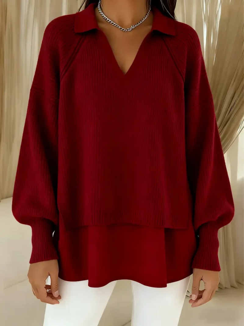 Mila | Soft Layered Knit V-Neck Sweater