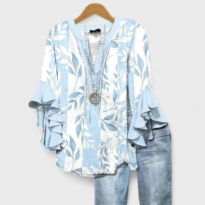 Lina | Elegant Floral Blouse With Ruffled Sleeves