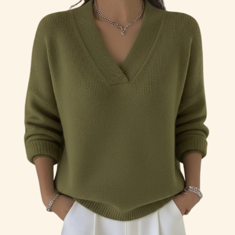 Clara | Graceful V-Neck Knit Sweater