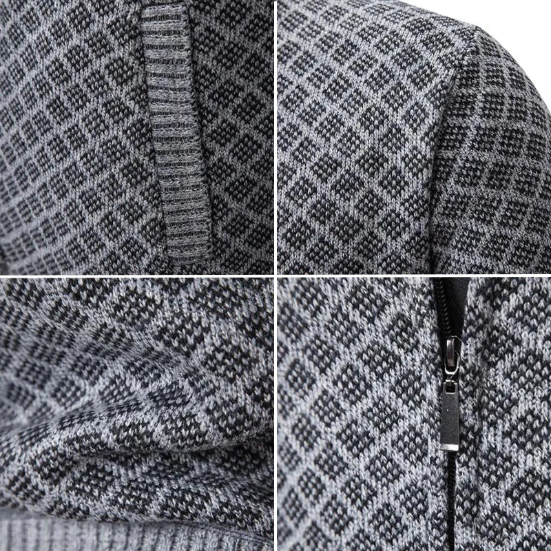 Cole | Diamond-Knit Zip Cardigan