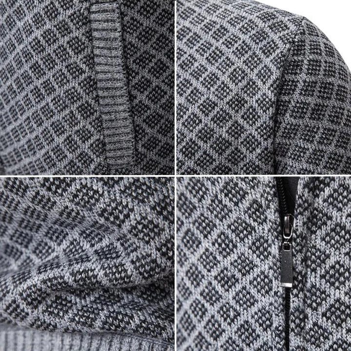 Cole | Diamond-Knit Zip Cardigan