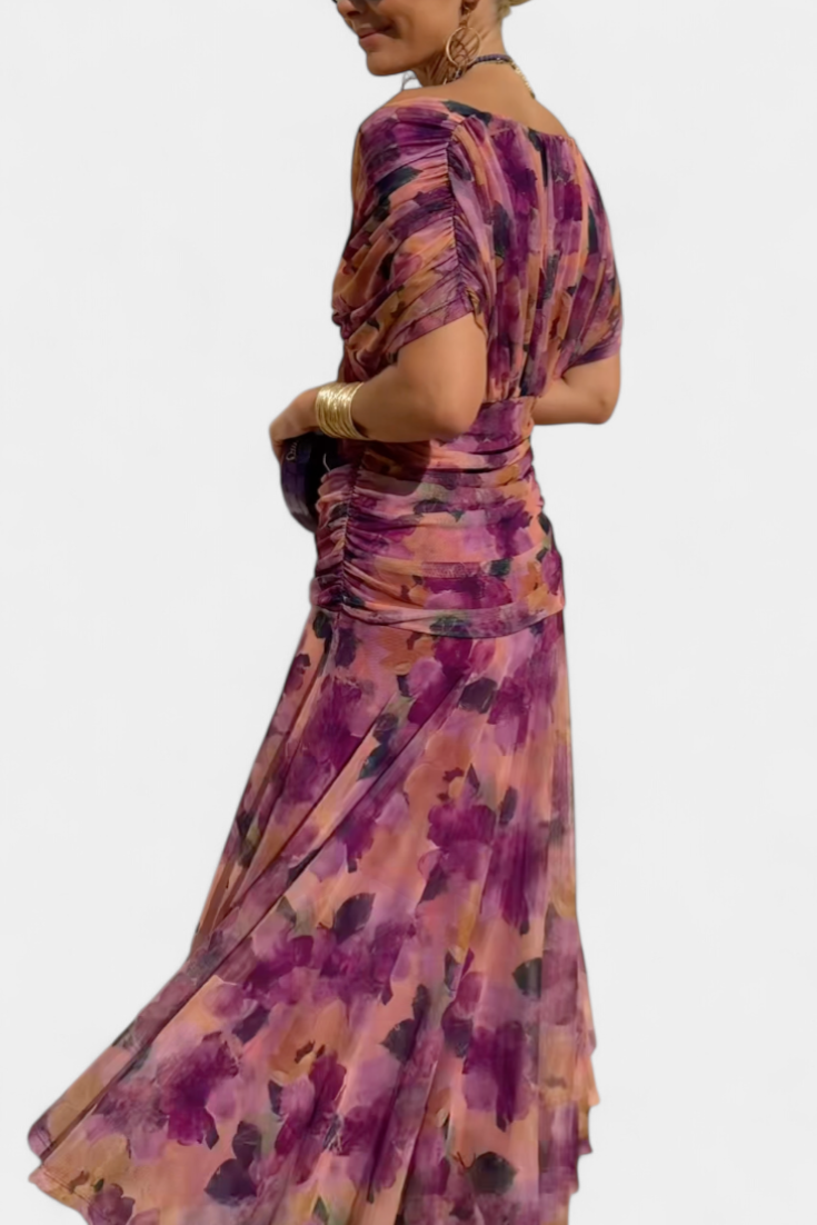 Alondra | Elegant Floral V-Neck Flow Dress