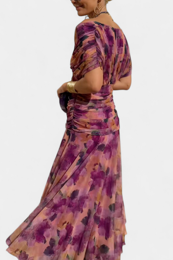 Alondra | Elegant Floral V-Neck Flow Dress