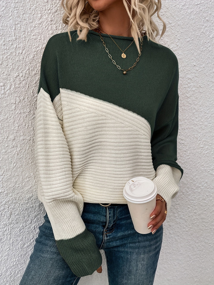 Claire | Elegant Color-Block Knit Sweater