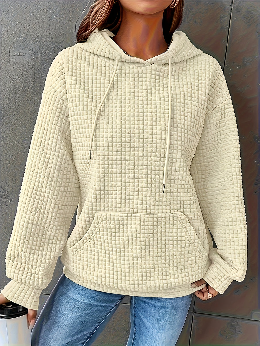 Lena | Cozy Waffle Knit Hooded Sweater