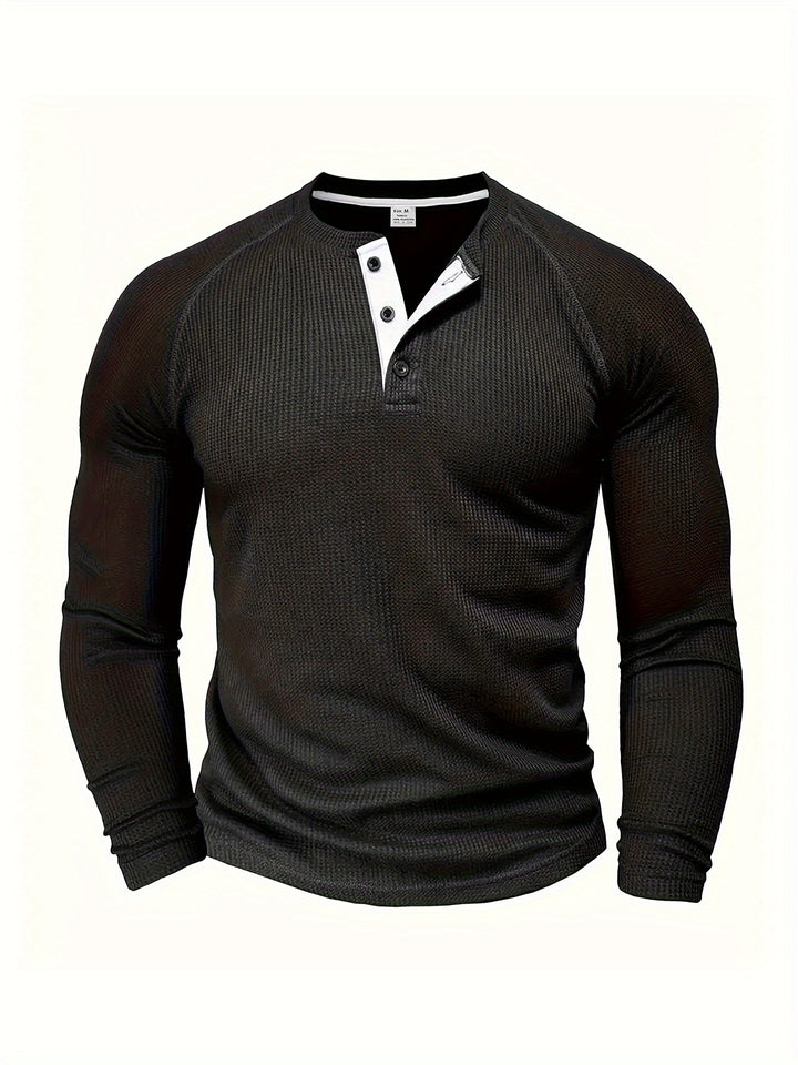 Connor | Classic Button-Neck Long Sleeve Tee