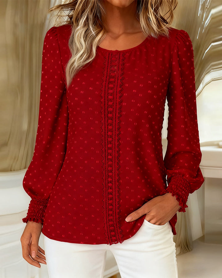 Mira | Elegant Puff-Sleeve Textured Detail Blouse