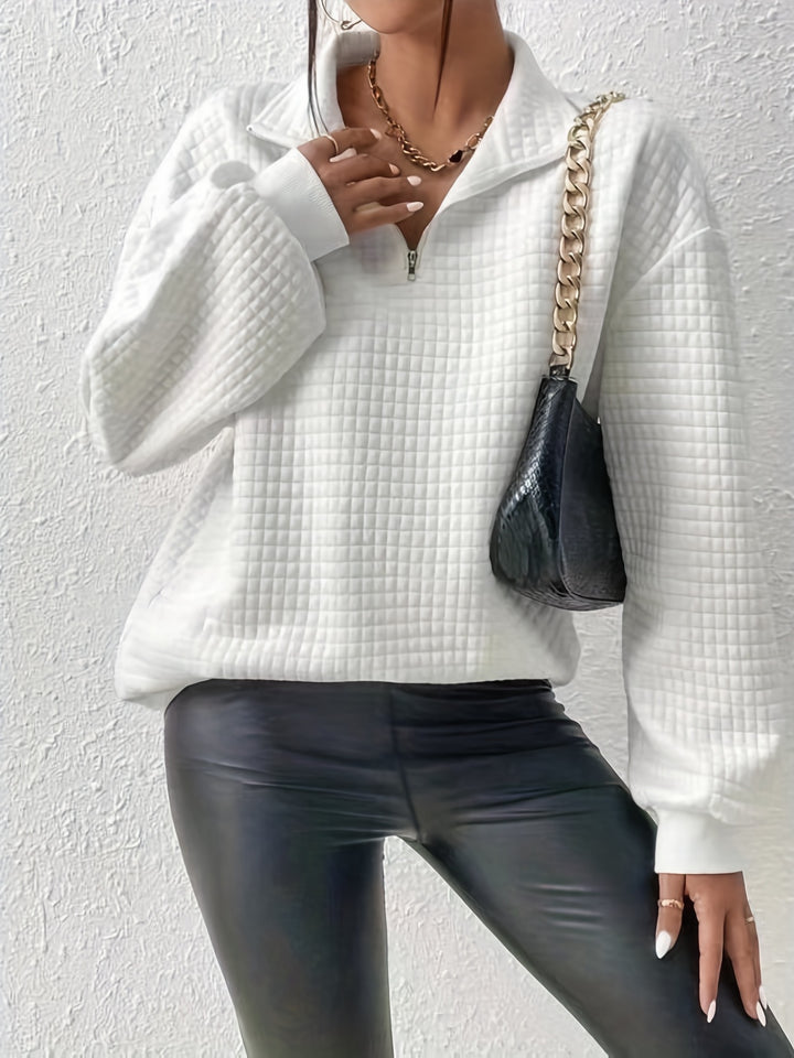 Lena | Quarter-Zip Waffle Knit Pullover