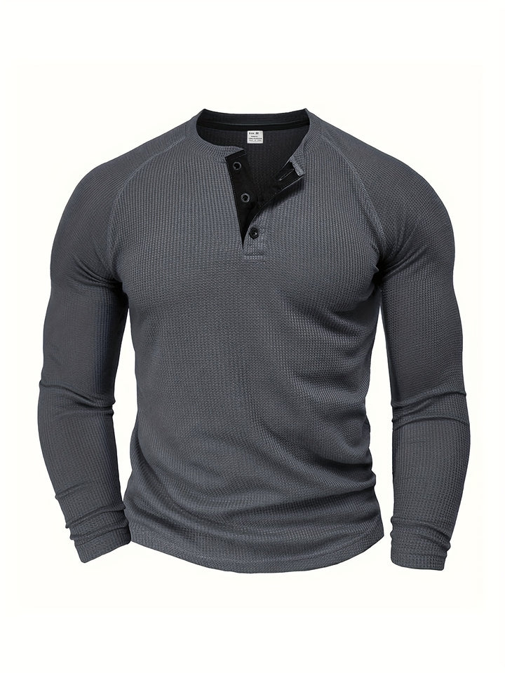 Connor | Classic Button-Neck Long Sleeve Tee