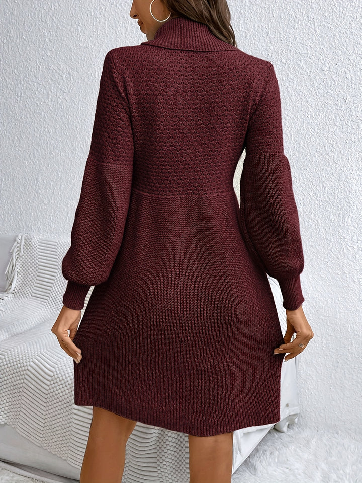 Elara | Elegant High-Neck Knit Sweater Dress