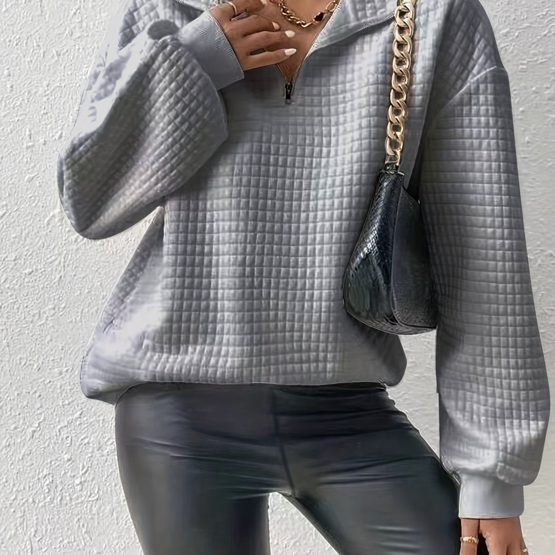 Lena | Quarter-Zip Waffle Knit Pullover