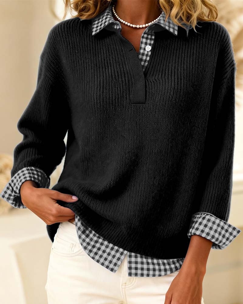 Hannah | Classic Check-Collar Sweater