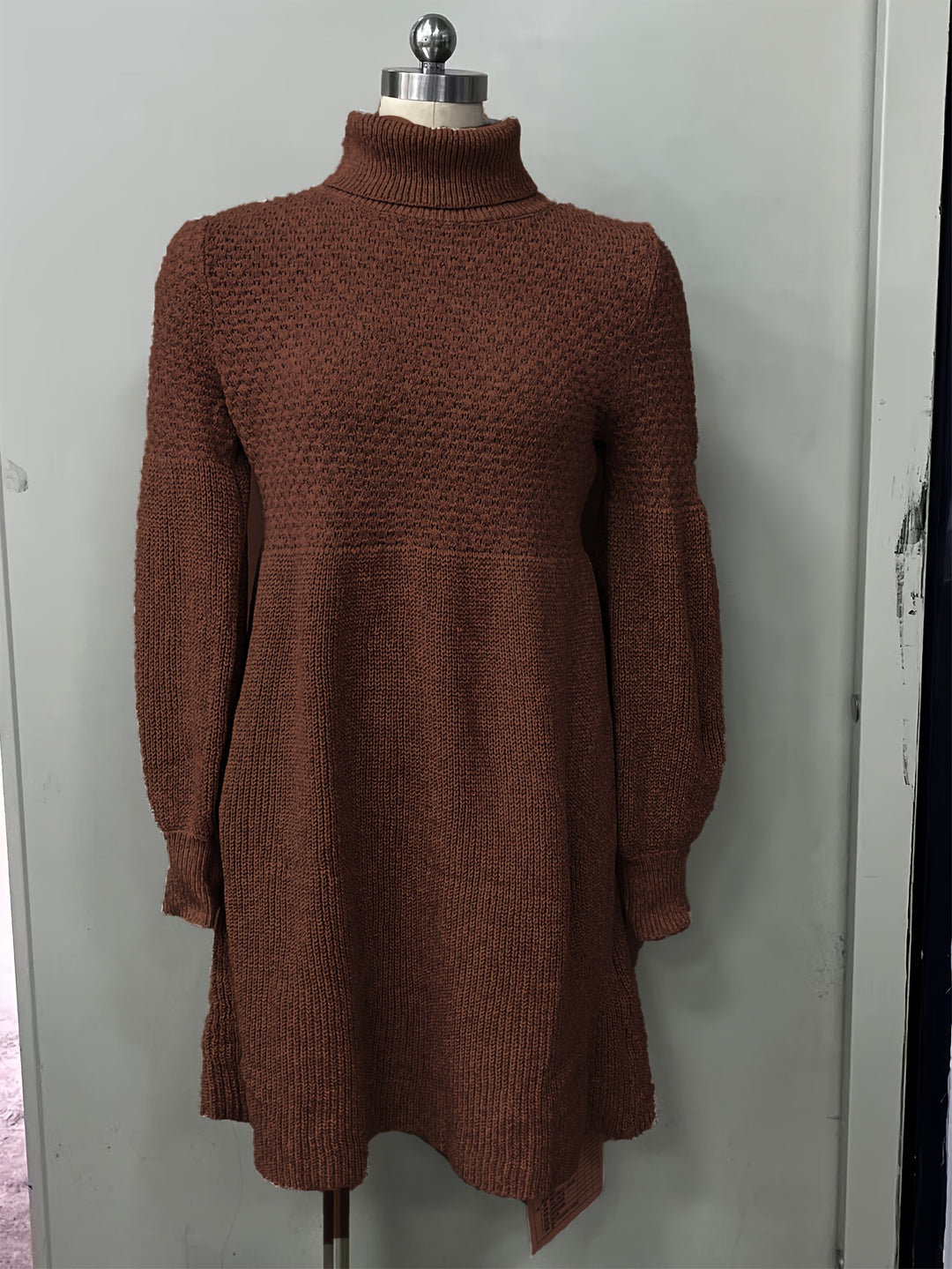 Elara | Elegant High-Neck Knit Sweater Dress
