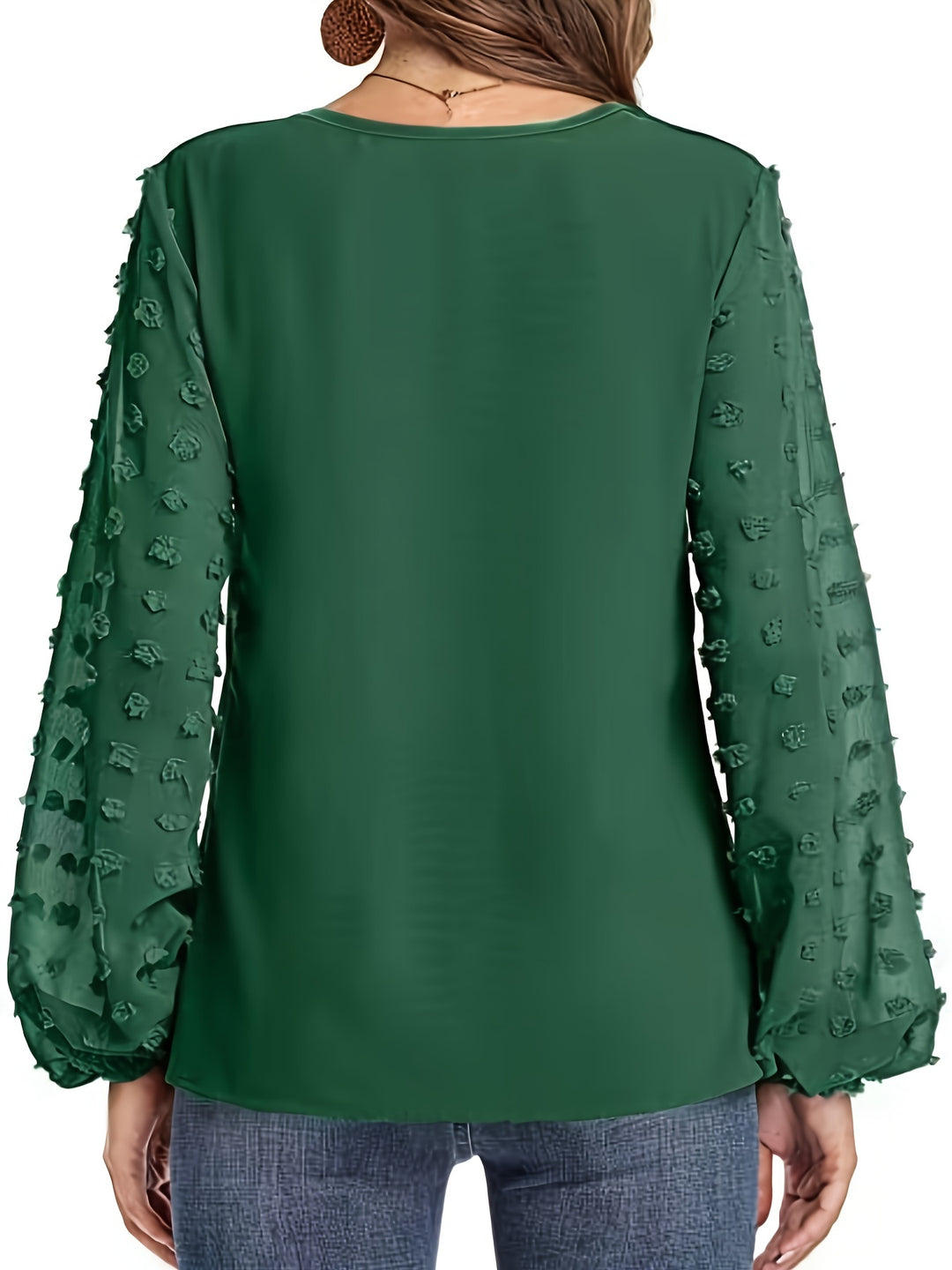 Lena | Textured Sleeve V-Neck Statement Blouse