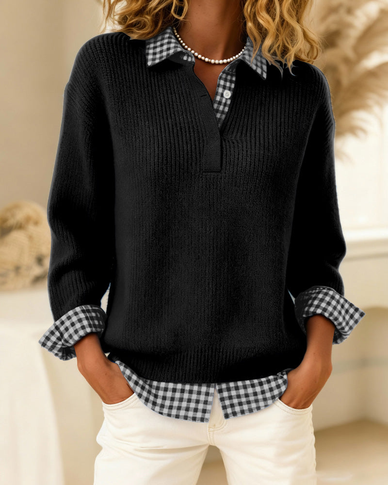 Hannah | Classic Check-Collar Sweater