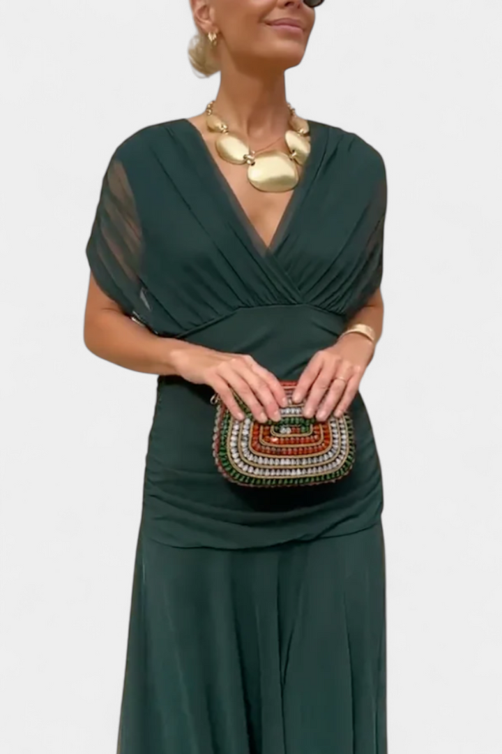 Alondra | Elegant Floral V-Neck Flow Dress