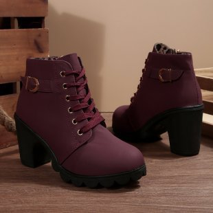 Nora | Bold Lace-Up Buckle Ankle Boots