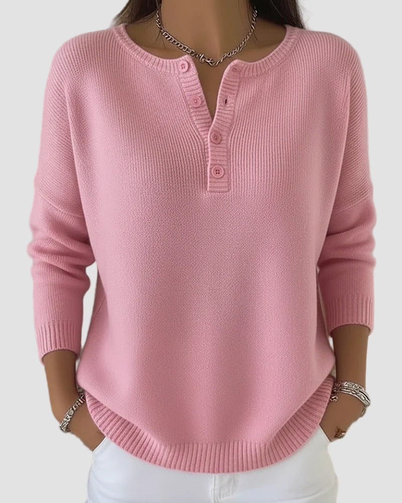 Scarlett | Elegant Button-Front Henley Sweater