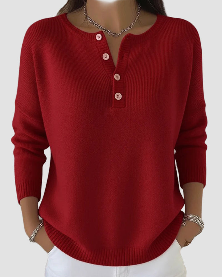 Scarlett | Elegant Button-Front Henley Sweater