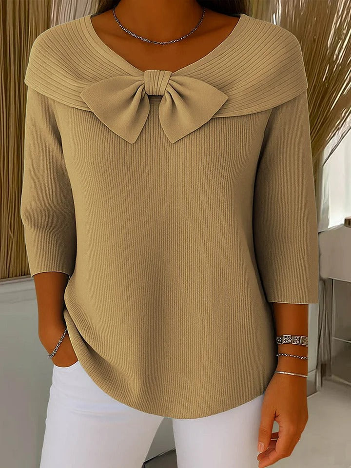 Clara | Elegant Bow-Accent Knit Sweater