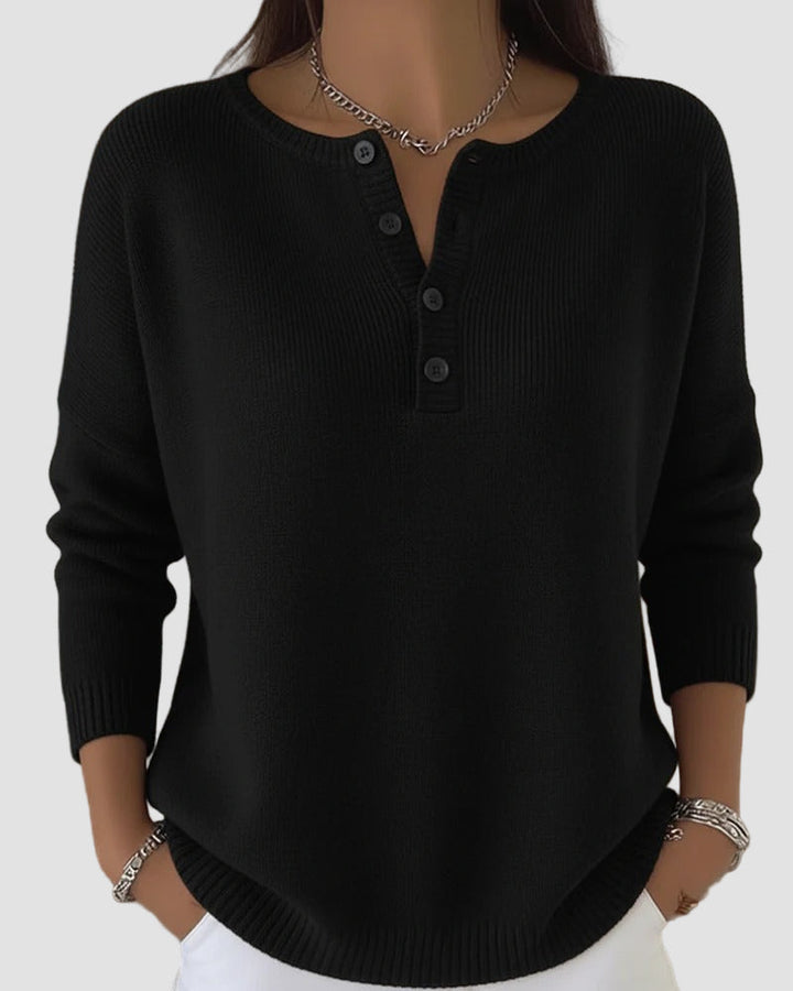 Scarlett | Elegant Button-Front Henley Sweater