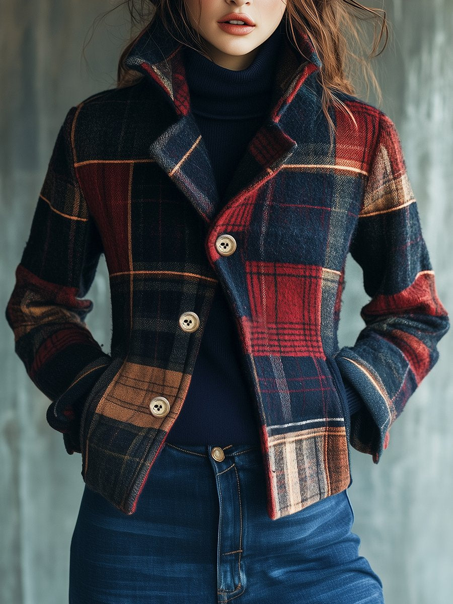 Athena | Classic Plaid Button-Up Jacket