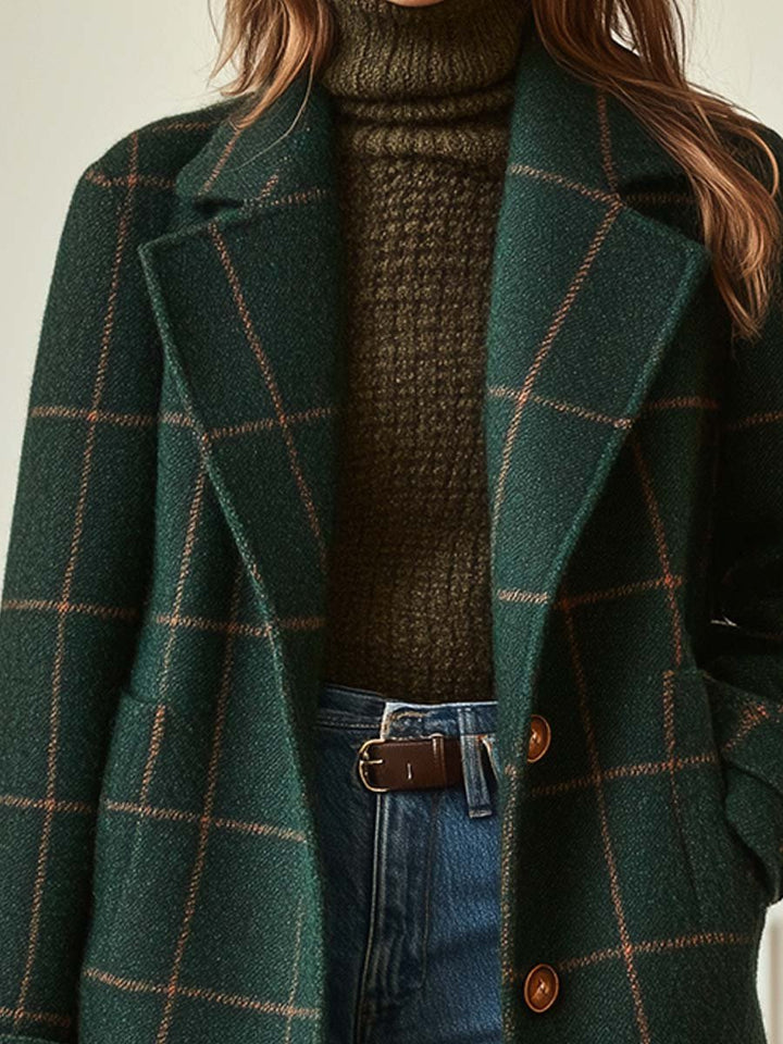 Vivienne | Elegant Check Long Coat