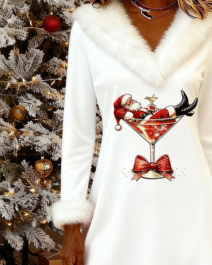 Emily | Festive V-Neck Holiday A-Line Dress